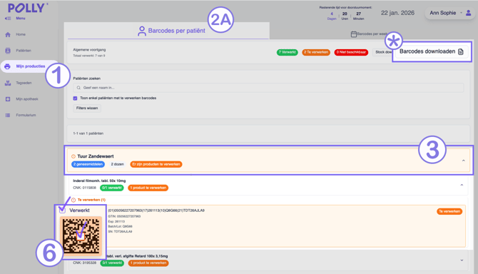 Barcodes per patiënt_