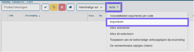 Pharmony actie importeren_