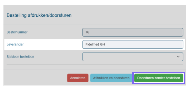 Pharmony- doorsturen zonder bestelbon
