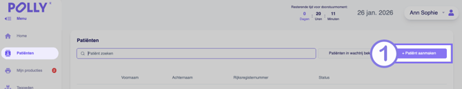 Stap 1- nieuwe patiënt