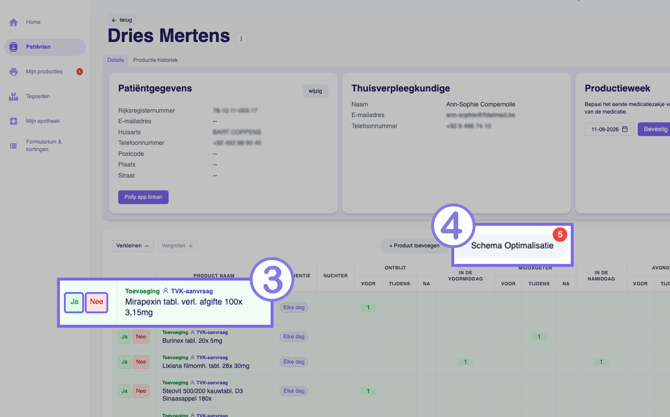 accepteren Schema van patiënt TVK